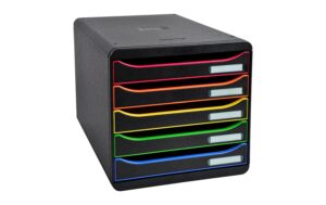 Biella Schubladenelement BIG-BOX PLUS A4+ 5 Schubladen offen, schwarz/harlekin