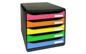 Biella Schubl. BIG-BOX PLUS ECO A4+ 5 Schubladen offen, schwarz/harlekin