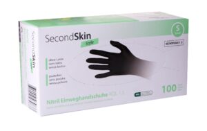 SecondSkin Nitril-Handschuhe S schwarz, 100 Stk