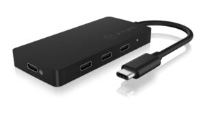 ICY BOX IB-HUB1429-CPD, 4xUSB3.1 TC, schw mit integriertem Kabel, Plug & Play