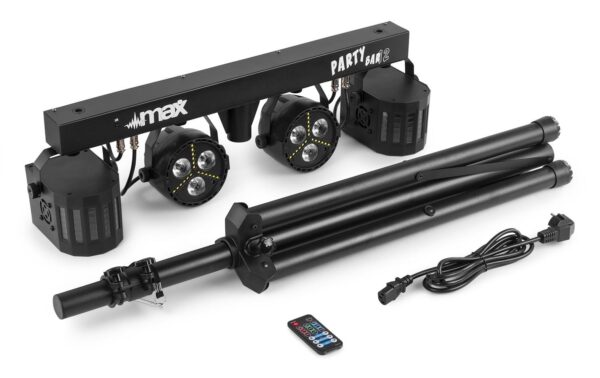 Max PartyBar 12 2x PAR-Strobe, 2x Derby IRC, Stand