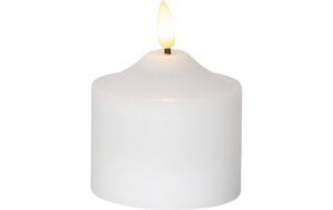 Star Trading LED Pillar Kerze Flamme Indoor, Weiss, 9.5cm Höhe, Timerfunktion