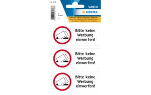 Herma Hinweisetiketten: Keine Werbung 3 Stück, wetterfest