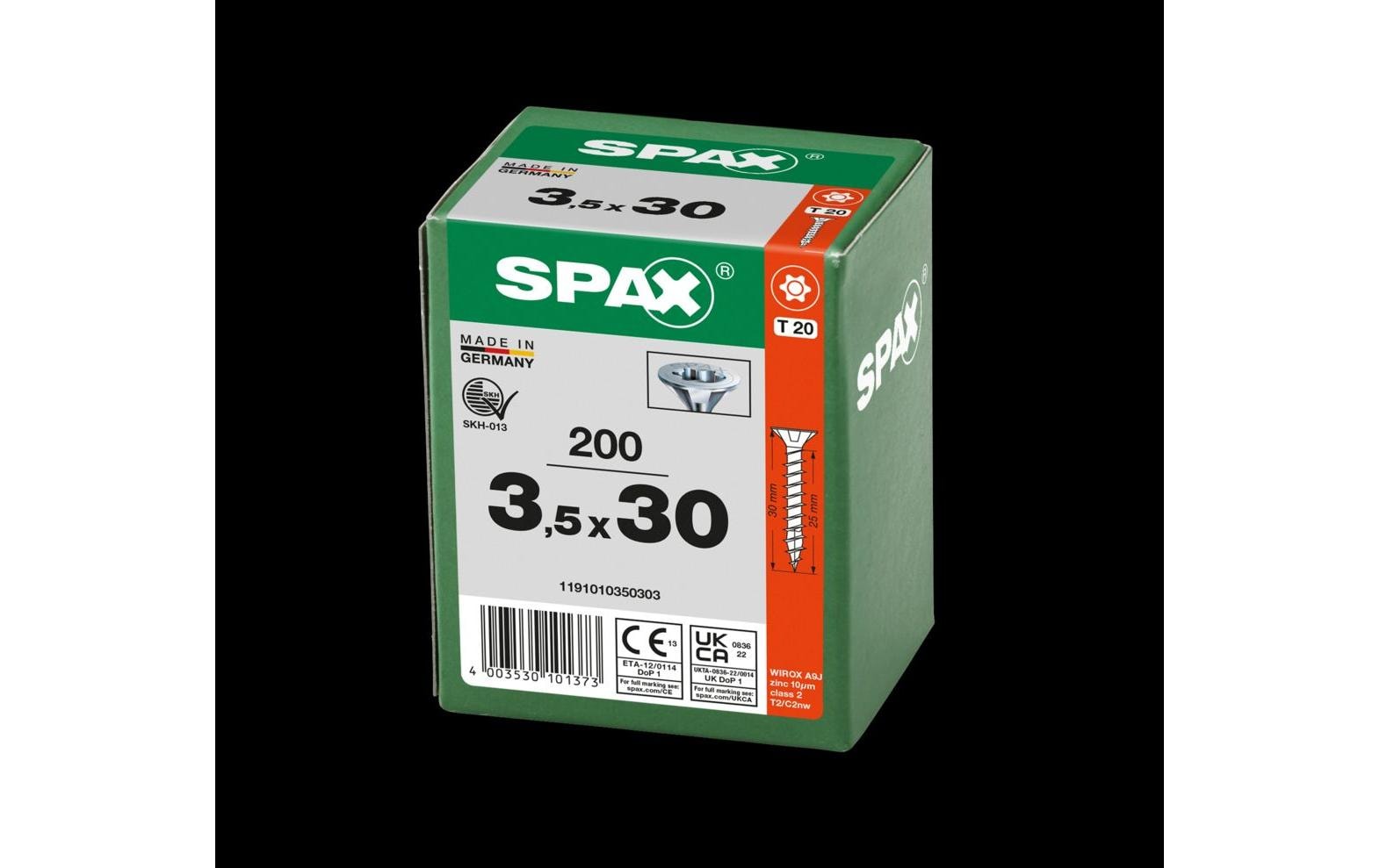 1060634_2 - Mediatech Spax, Universalschrauben 3.5 x 30 mm, 200 S blauverzinkt, WIROX, 200 Stk.