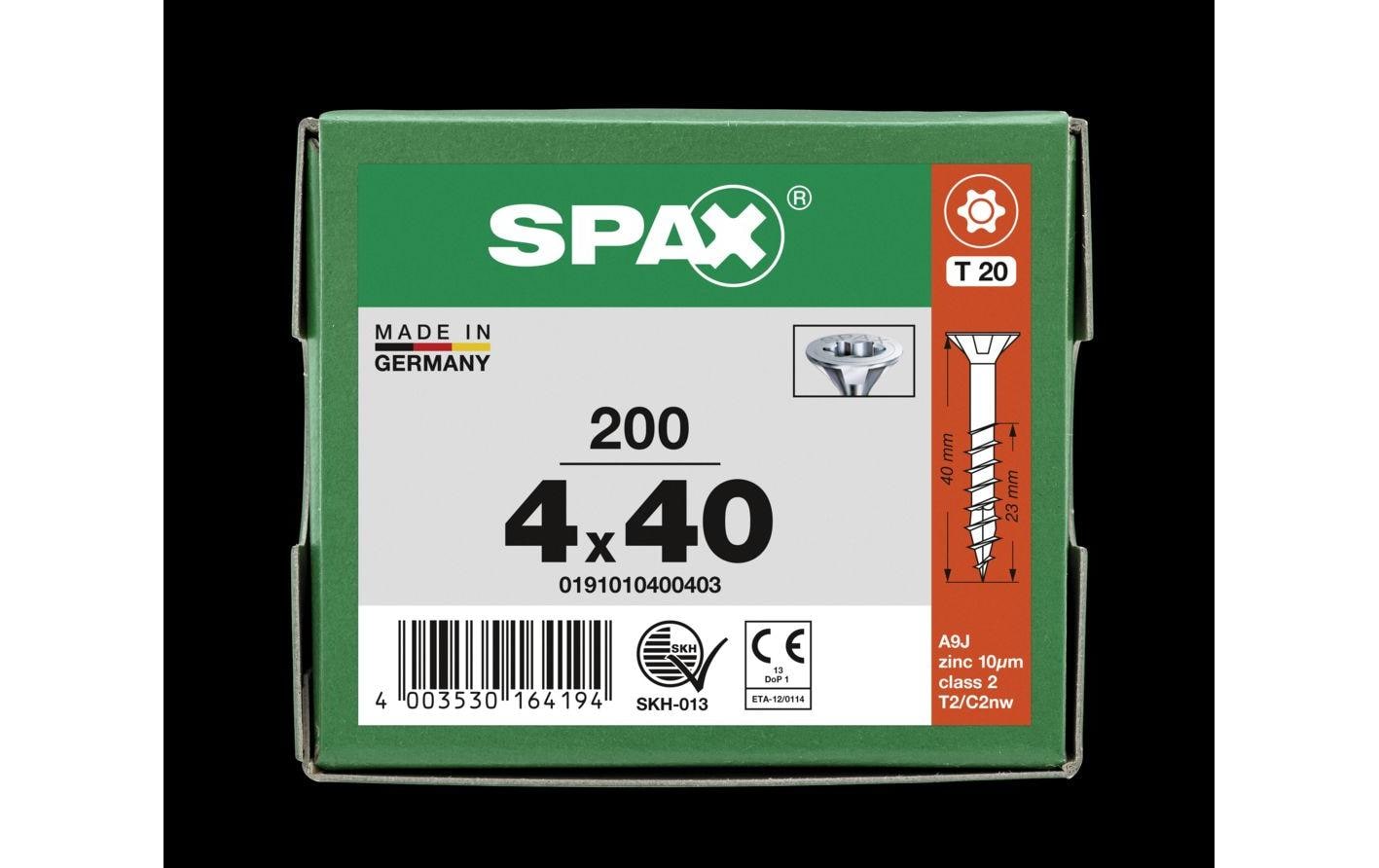 1060650_3 - Mediatech SPAX Spanplattenschrauben SK T 4, 0x40 mm blauverzinkt, WIROX, 200 Stk.