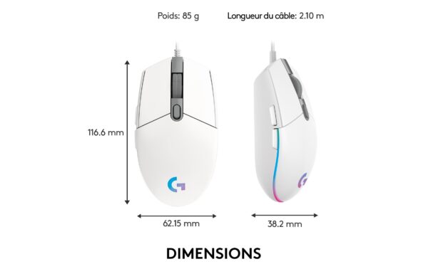 1065911_7 - Mediatech Logitech G203 Lightsync Gaming Mouse white USB