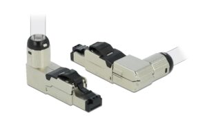 Delock Feldkonfektionierbarer RJ45 Stecker KAT6A, 10Gbps, toolless, Gewinkelt