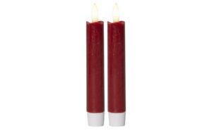 Star Trading LED Dinner Kerze Flamme 2er Indoor, Rot, 14cm Höhe, Timerfunktion