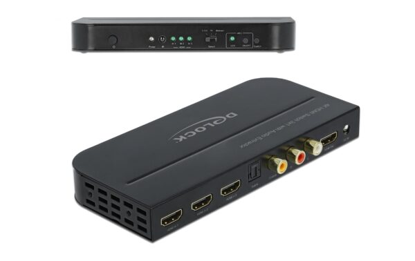 Delock 3 Port HDMI Switch 4K/60Hz, Audio ex Manuel+Fernbedienung, 3840x2160@60hz, ARC