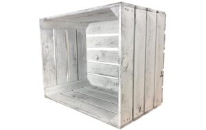 Holz Zollhaus Obstharasse Vintage Shabby Weiss, Kiefer, 50x40x30 cm, FSC 100%