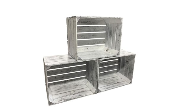 1082399_4 - Mediatech Holz Zollhaus Obstharasse Vintage Shabby Weiss, Kiefer, 50x40x30 cm, FSC 100%