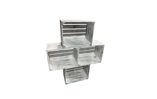 1082399_5 - Mediatech Holz Zollhaus Obstharasse Vintage Shabby Weiss, Kiefer, 50x40x30 cm, FSC 100%