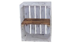 Holz Zollhaus Regalkiste Shabby weiss/ geflammt, Kiefer, 50x40x30 cm, FSC 100%