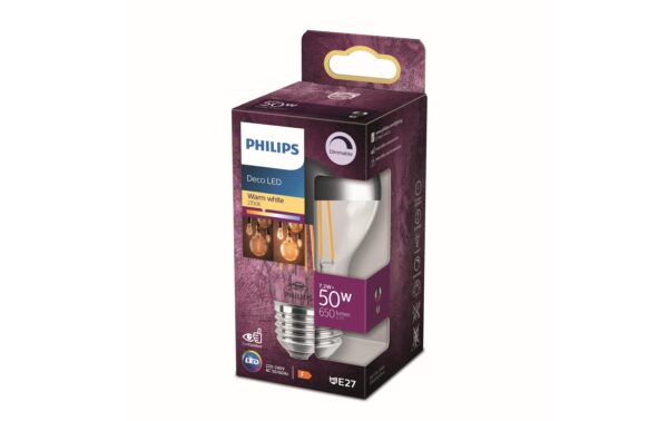 Philips LED Lampe 7.2W (48W) E27, A60, 610lm, 2700K, klar/Kopfspiegel