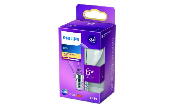 Philips LED Lampe 1.4W (15W) E14, P45, 470lm, 2700K, klar