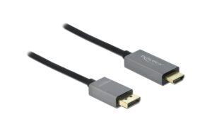 Delock DisplayPort - HDMI Kabel, HDR, 2m Schwarz, Auflösung 3840x2160@60 Hz, aktiv