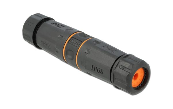 Delock Cat.6A Verbindungsmodul, geschirmt RJ45 zu RJ45 Buchse, wasserfest, orange