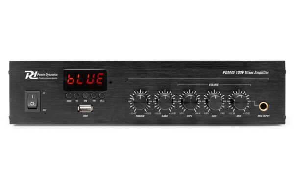 Power Dynamics PDM45 100V Powemixer USB, MP3, BT, 45W