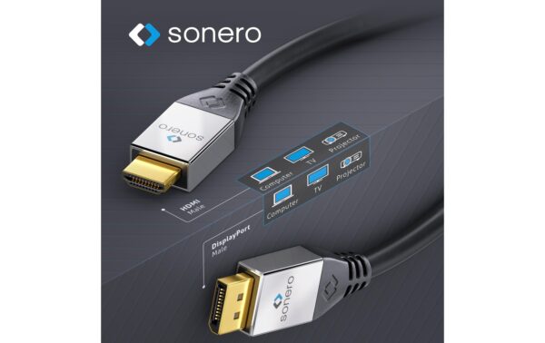1094224_2 - Mediatech Sonero 4K Displayport auf HDMI Kabel 5.00 m, Stecker -> Stecker