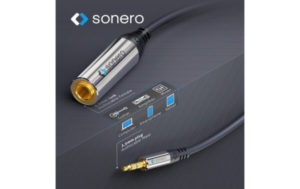 Sonero 3.5mm auf 6.3mm Audio Adapter 0.25m, 3.5mm Stecker <-> 6.3mm Buchse