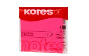 Kores Haftnotizen Neon Pink 1 Block, 100 Blatt, 75 x 75 mm