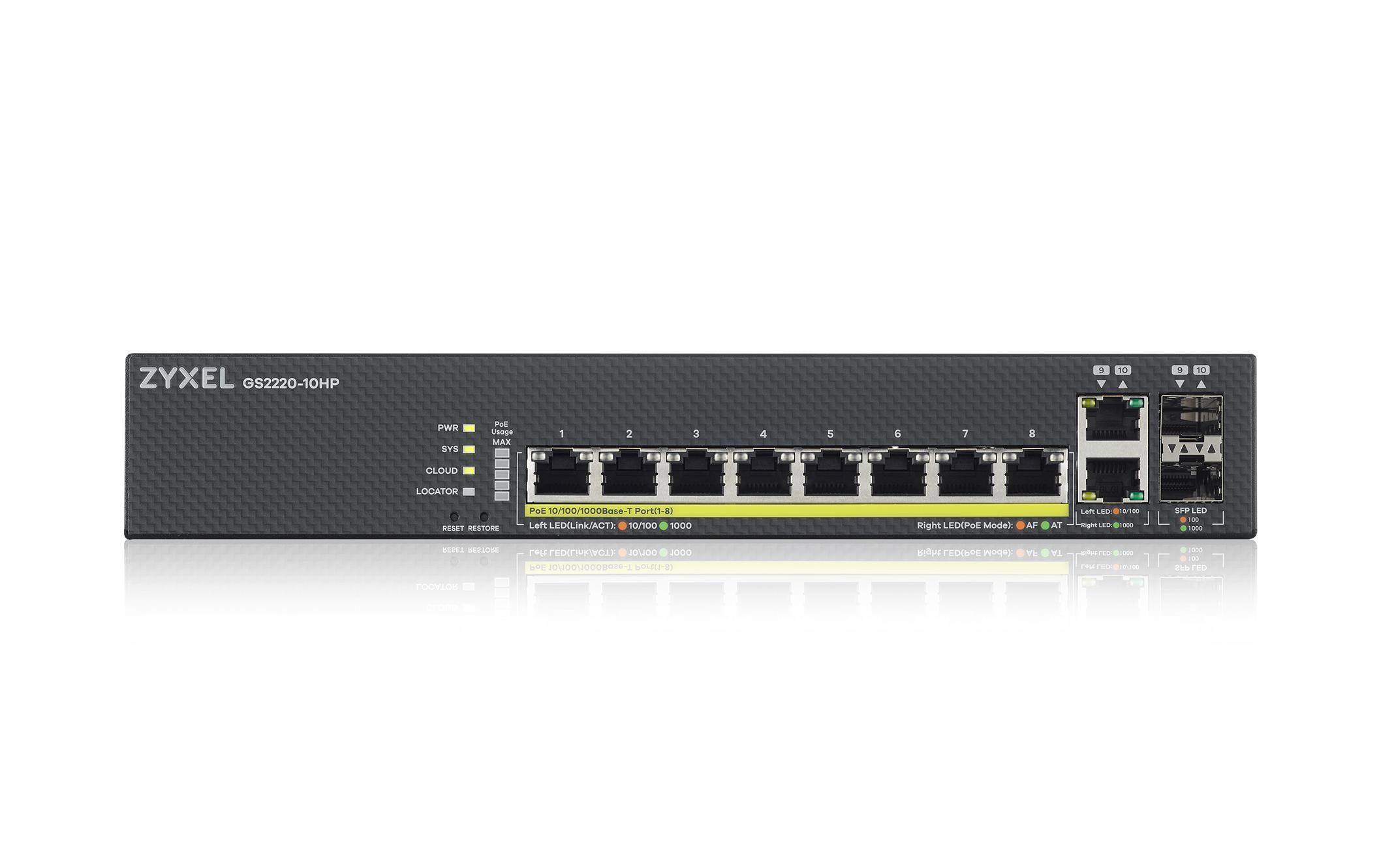 1097451_1 - Mediatech Zyxel GS2220-10HP Hybrid Switch Layer 2, 1 Lüfter, PoE+