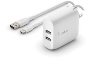 Belkin BoostCharge USB-A-Netzladegerät Dau 2x 12W USB-A/USB-C Kabel