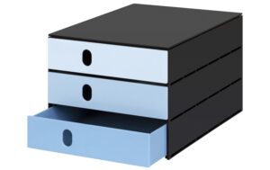 Styro Schubladenbox styroval pro color flow 3 Schubladen, blau / schwarz
