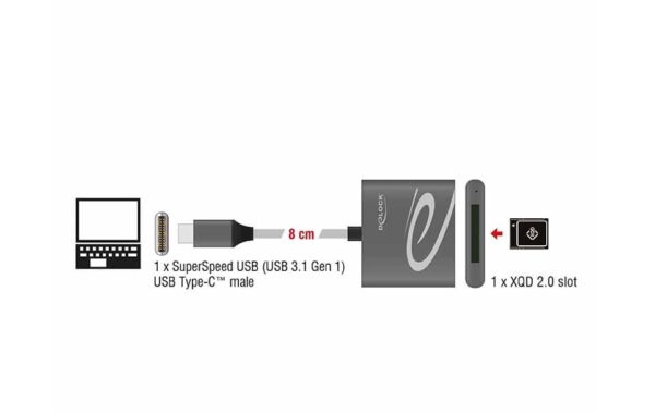Delock 91746 Card Reader USB Type-C 1 x SuperSpeed USB/ 1 x XQD 2.0 Slot