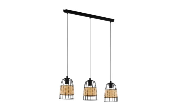 1100802 - Mediatech EGLO ANWICK Hängeleuchte schwarz/natur exkl. 3x E27 40W kaufen Schweiz | Mediatech.ch