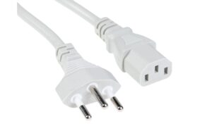 Netzkabel 250V/10A: 2 Meter Grau T12 Netzstecker und C13 Buchse