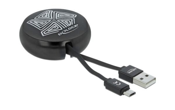 Delock USB2.0 Aufrollkabel, 92cm, A-MicroB mit Autorollfunktion, schwarz kaufen | Mediatech.ch