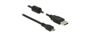Delock USB2 Kabel A-MicroB, 3m, schwarz für USB2.0 Geräte, 480 Mbps