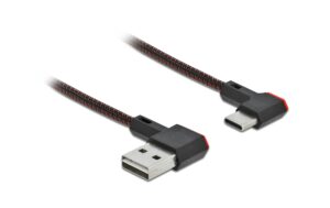 Delock EASY USB2.0-Kabel A-C: 2m, schwarz gewinkelt 90/270°, beidseitig einsteckbar kaufen Schweiz | Mediatech.ch