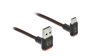 Delock EASY USB2.0-Kabel A-C: 0.2m, schwarz oben/unten gewinkelt,beidseitig einsteckbar