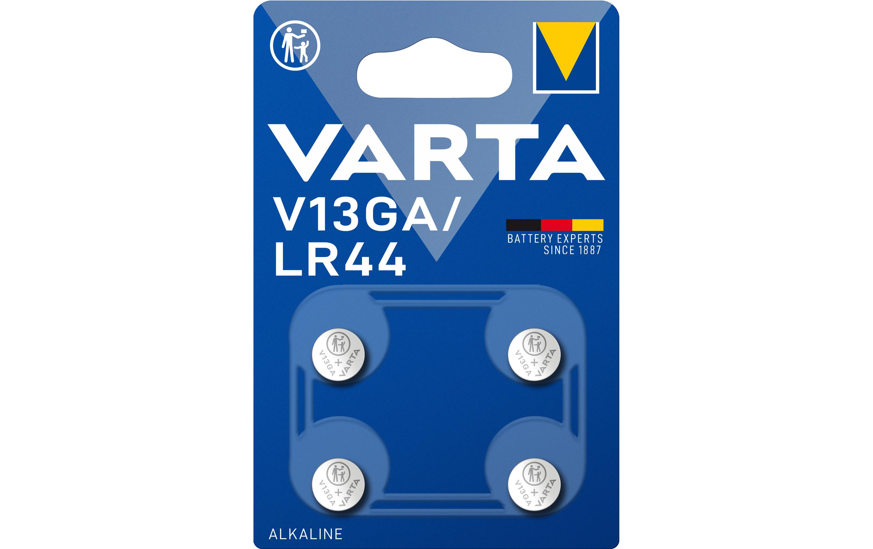 VARTA Knopfzelle V13GA, 1.5V, 4Stk 4 Stück, Blister Verpackung