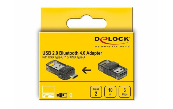 DeLock 61002 USB-A/C Bluetooth Adapter V4.0 2in1 USB Typ-A&C, 4.0 Dual Modus + EDR