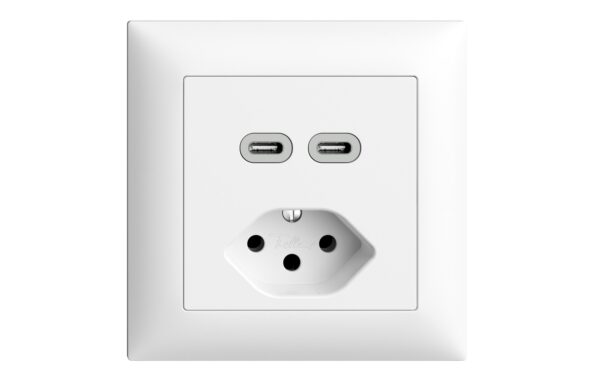 Feller EDIZIOdue Steckdose 2xUSB-C weiss, 3A, 1xT13, UP kaufen Schweiz | Mediatech.ch