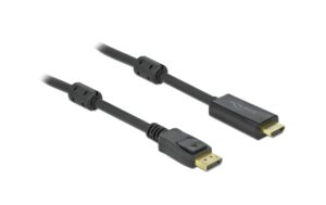 Delock DisplayPort - HDMI Kabel, 1m Schwarz, Auflösung 3840x2160@60 Hz, aktiv