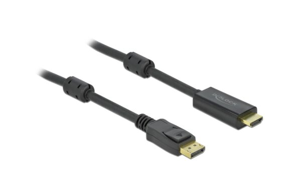 Delock DisplayPort - HDMI Kabel, 1m Schwarz, Auflösung 3840x2160@60 Hz, aktiv