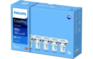 1112125 - Mediatech Philips CorePro LEDspot 4,6-50W GU10 827 36° 5er Multipack