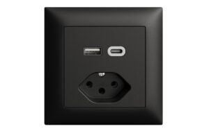 Feller EDIZIOdue Steckdose 1xUSB A,1xUSB C schwarz, 3A, 1xT13, UP