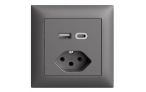 Feller EDIZIOdue Steckdose 1xUSB A,1xUSB C dunkelgrau, 3A, 1xT13, UP