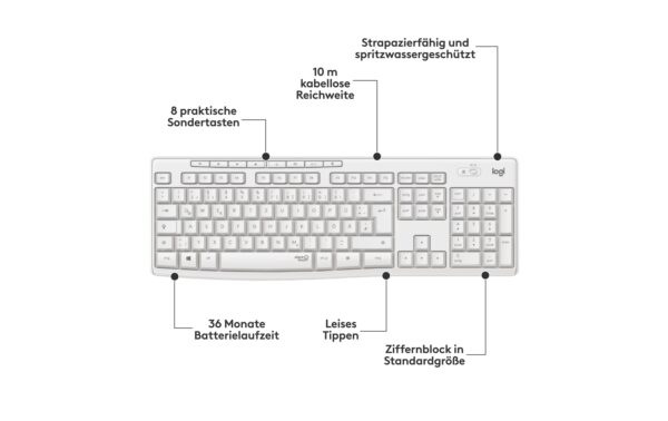 Logitech MK295 silent Desktop off white 2.4 GhZ