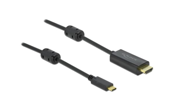 1118065 - Mediatech Delock Aktives USB Typ-C HDMI Kabel, 1m Schwarz, Auflösung bis 3840 x 2160 @ 60 Hz