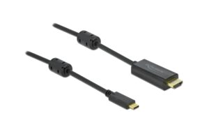 1118067 - Mediatech Delock Aktives USB Typ-C HDMI Kabel, 3m Schwarz, Auflösung bis 3840 x 2160 @ 60 Hz