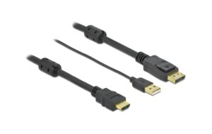 Delock HDMI - Displayport Konverterkabel 7m Schwarz, 4K/30Hz, USB-A Stromversorgung