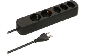 Max Hauri Steckdosenleiste Basic-Line 3xT13, schwarz, mit Reset-Schalter unbel.