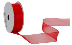 Spyk Geschenkband Organsa rot, B: 15 mm, Länge: 8m