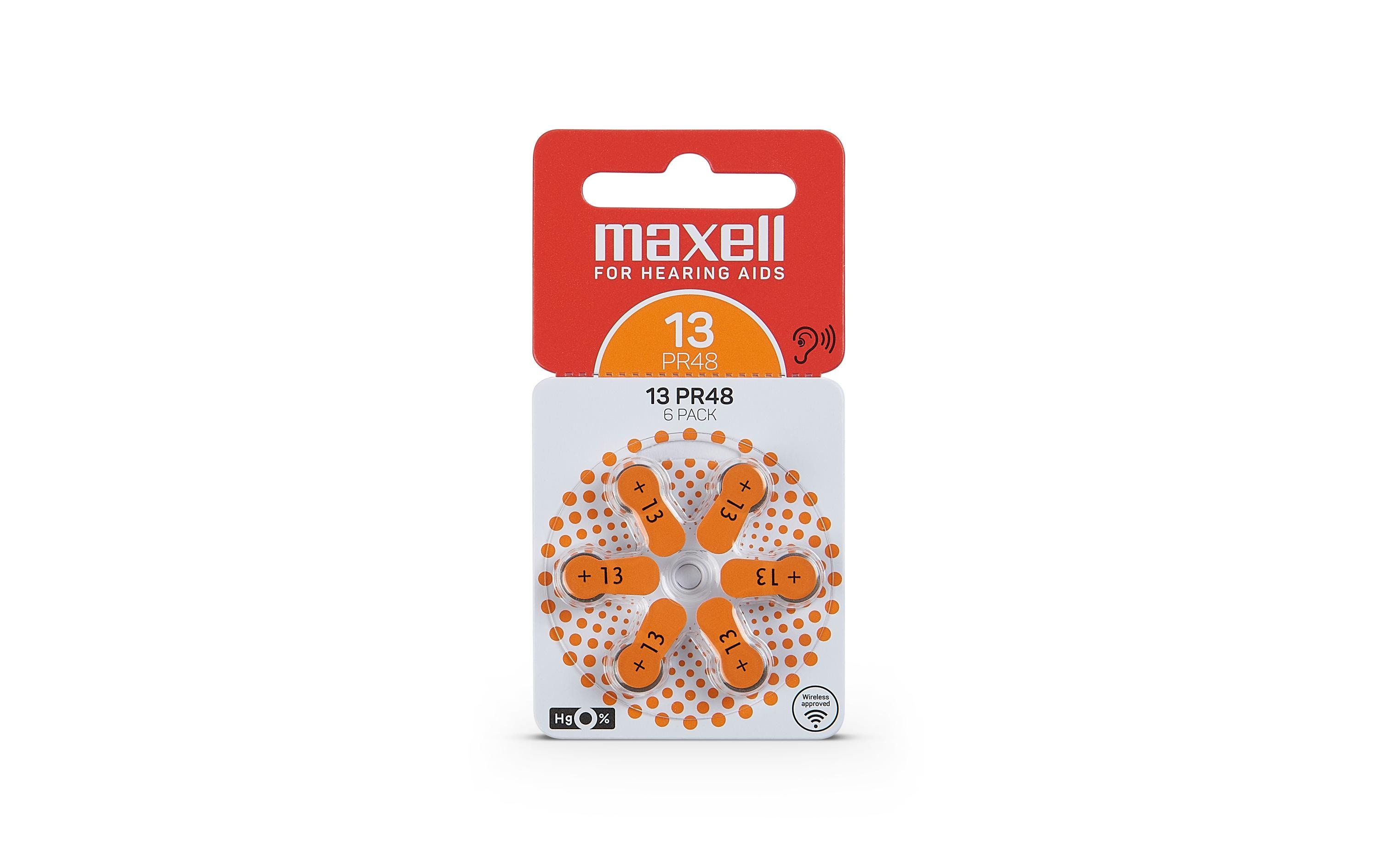 Maxell  Knopfzelle PR48 6er Blister Hörgerätebatterie 13